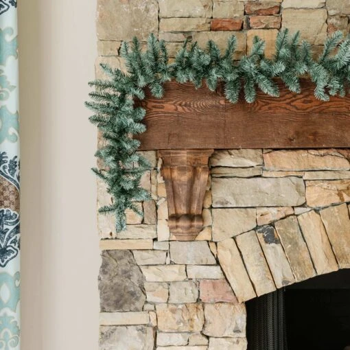 King Of Christmas 9' X 12" Tribeca Spruce Blue Garland With Warm White LED Lights (Plug Operated)