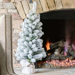 King Of Christmas 3' King Flock® Artificial Christmas Tabletop Tree Unlit