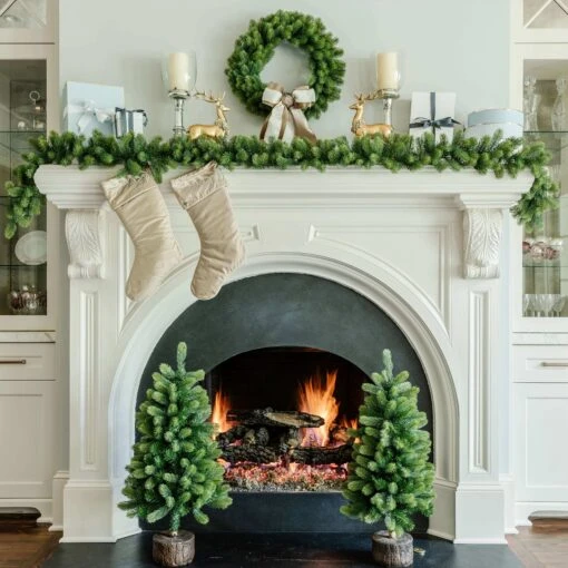 King Of Christmas Royal Fir Collection 4-Piece Set With Warm White LED Lights (Battery Plug Operated)