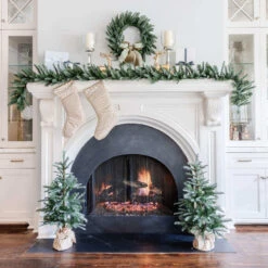 King Of Christmas King Noble Fir Collection 4-Piece Set With Warm White LED Lights (Battery Operated)