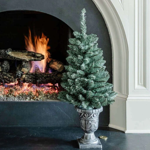 King Of Christmas 3' Tribeca Spruce Blue Tabletop Tree With 70 Warm White LED (Battery Operated)