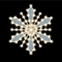 Glittered-Filled Snowflake, 24", 37 Bulbs, LED