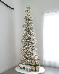 9' Indoor LED Flocked Alpine Fir Christmas Tree - Warm White