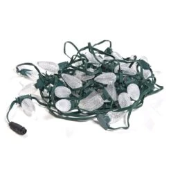 25 RGB SPI C9 Faceted Bulb, Green Cable, 12" Spacing - No Lead Wire